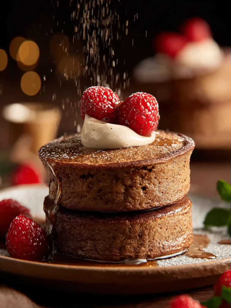 Chocolate Eggnog Souffle Pancakes First Image