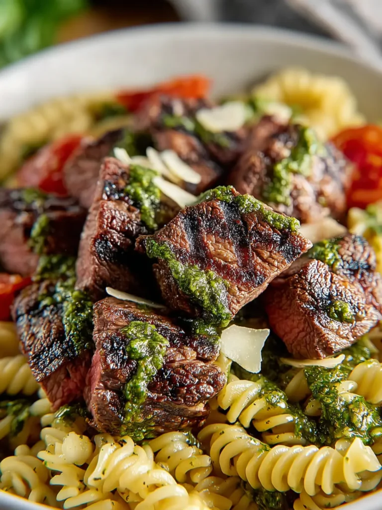 Irresistible Steak Bites with Pesto Pasta Recipe First Image