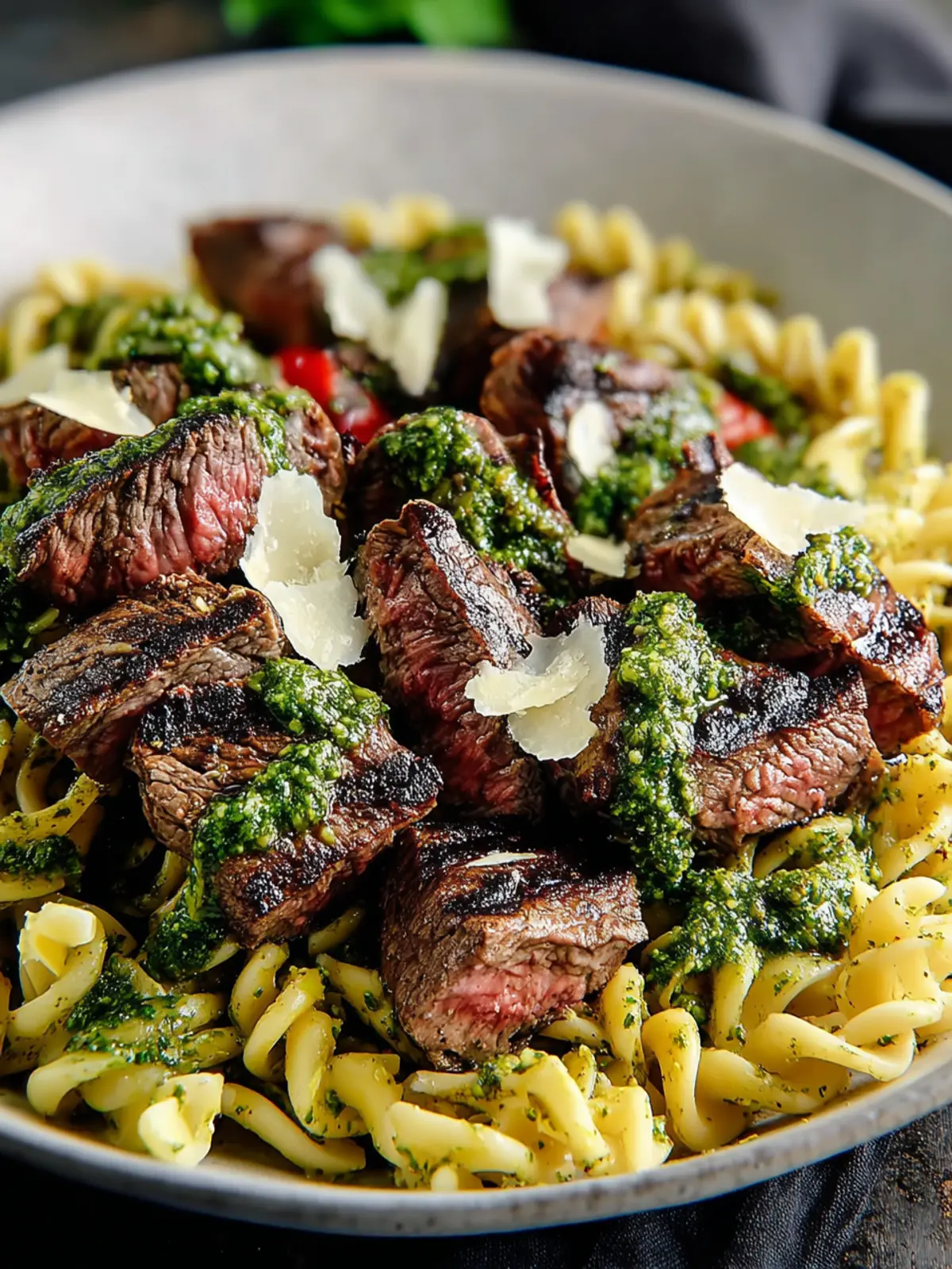 Irresistible Steak Bites with Pesto Pasta Recipe Fourth Image hfccj2