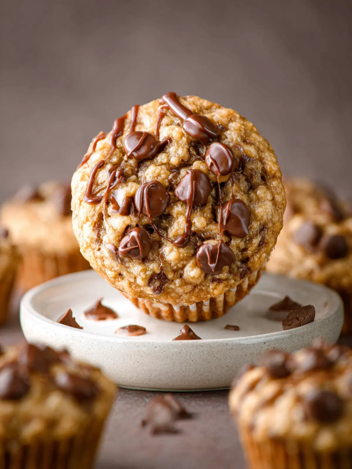 Skinny Peanut Butter Banana Chocolate Muffins First Image