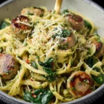 chicken sausage pesto pasta spinach First Image