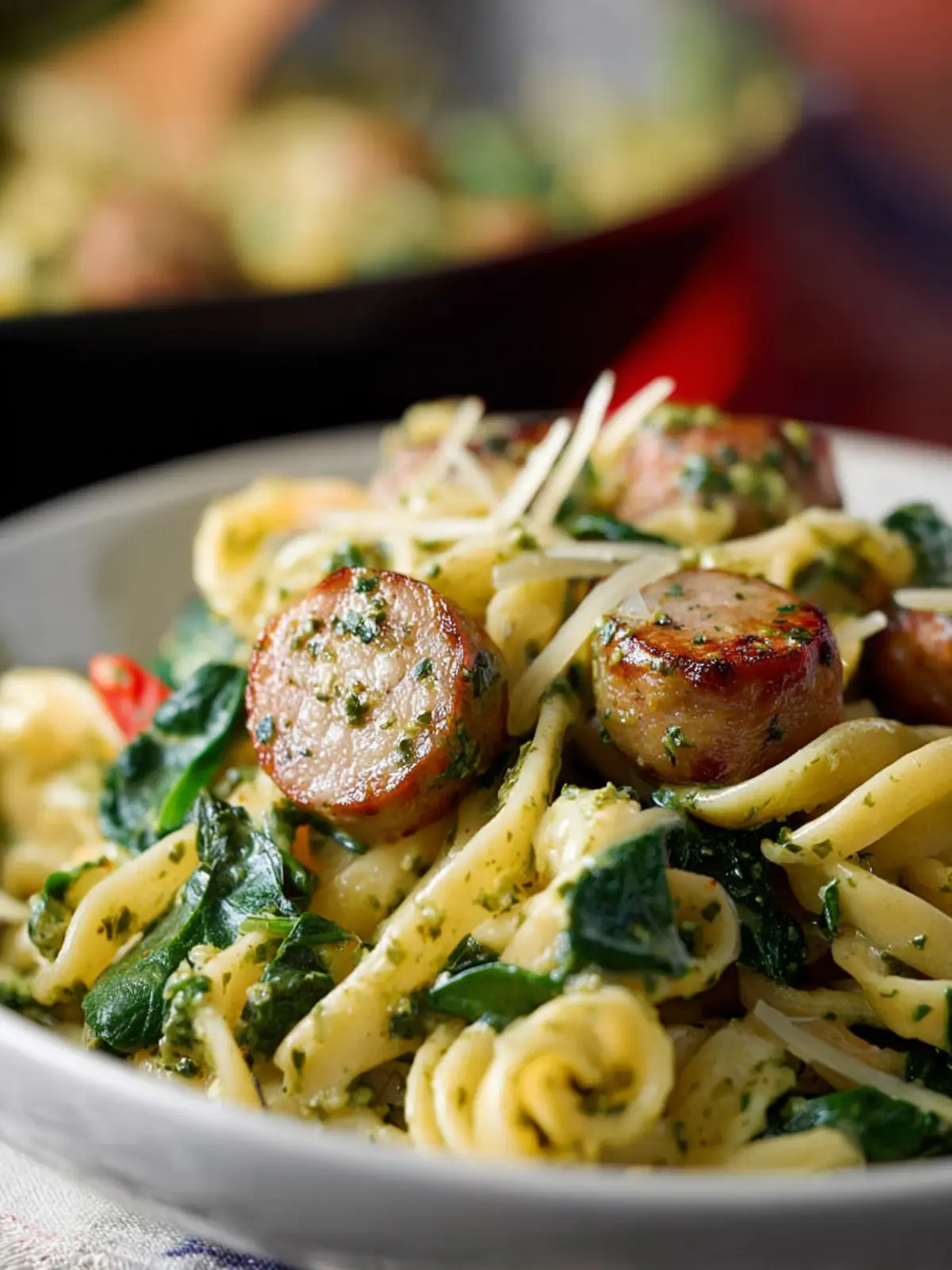 chicken sausage pesto pasta spinach Fourth Image wmj1k2