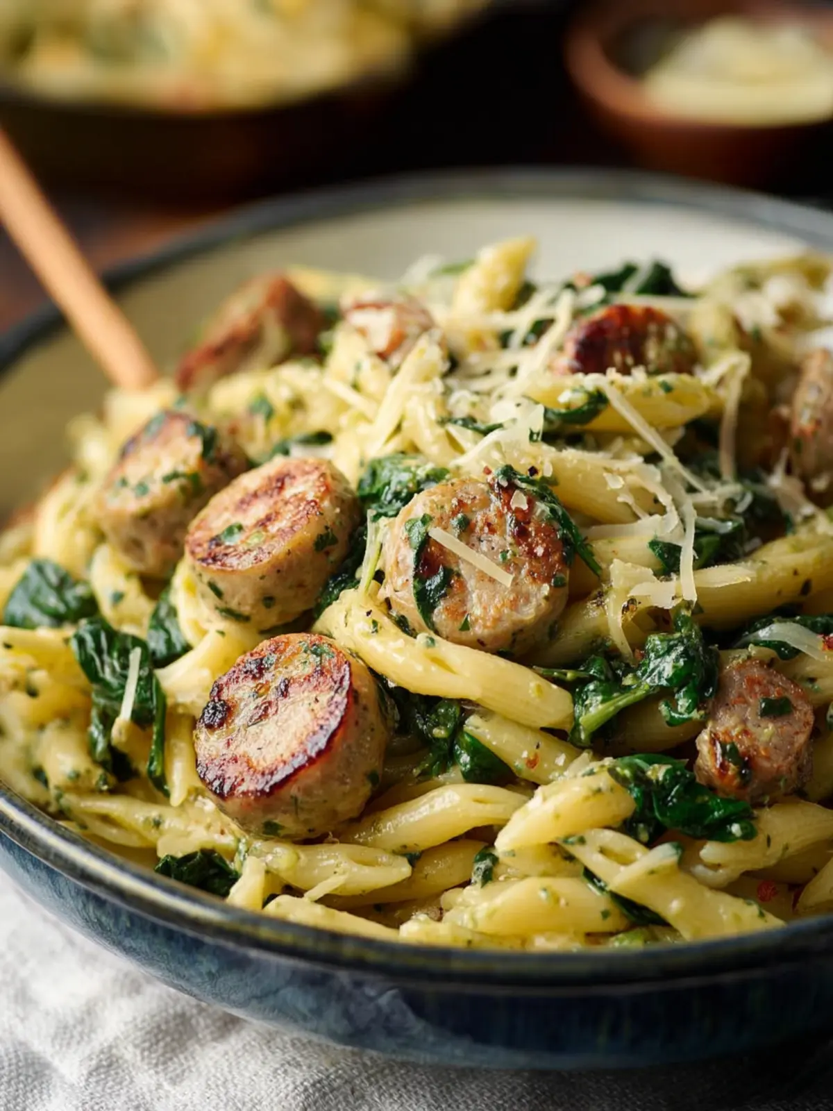 chicken sausage pesto pasta spinach Second Image gyvzcf
